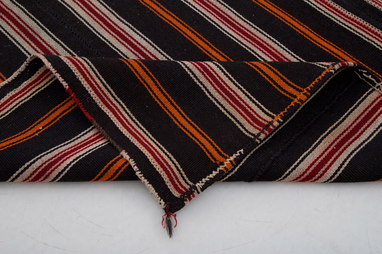 Striped Kilim Kahverengi Çizgili Keçi Tüyü El Dokuma Halısı 212x284 Agacan