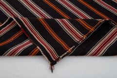 Striped Kilim Kahverengi Çizgili Keçi Tüyü El Dokuma Halısı 212x284 Agacan
