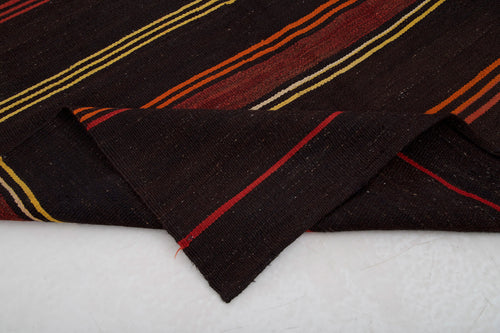 Striped Runner Kahverengi Çizgili Keçi Tüyü El Dokuma Halısı 153x362 Agacan