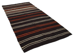 Striped Runner Kahverengi Çizgili Keçi Tüyü El Dokuma Halısı 167x317 Agacan