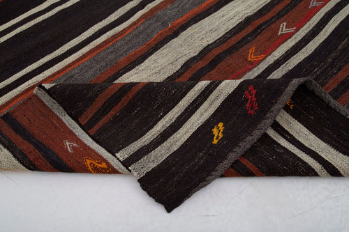 Striped Runner Kahverengi Çizgili Keçi Tüyü El Dokuma Halısı 167x317 Agacan