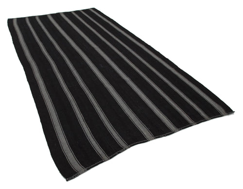 Striped Kilim Kahverengi Çizgili Keçi Tüyü El Dokuma Halısı 184x333 Agacan