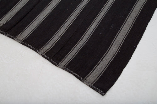 Striped Kilim Kahverengi Çizgili Keçi Tüyü El Dokuma Halısı 184x333 Agacan