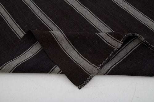 Striped Kilim Kahverengi Çizgili Keçi Tüyü El Dokuma Halısı 184x333 Agacan