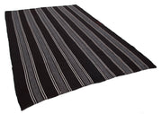 Striped Kilim Kahverengi Çizgili Keçi Tüyü El Dokuma Halısı 224x325 Agacan
