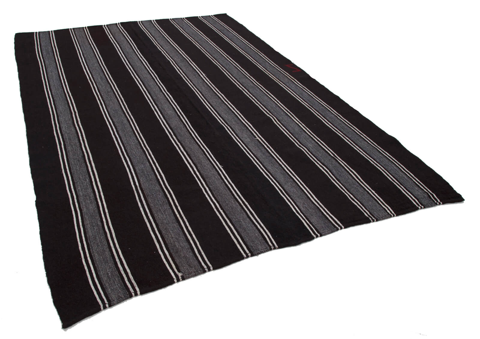 Striped Kilim Kahverengi Çizgili Keçi Tüyü El Dokuma Halısı 224x325 Agacan