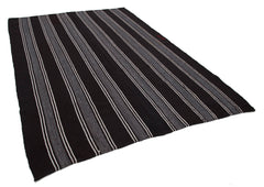 Striped Kilim Kahverengi Çizgili Keçi Tüyü El Dokuma Halısı 224x325 Agacan