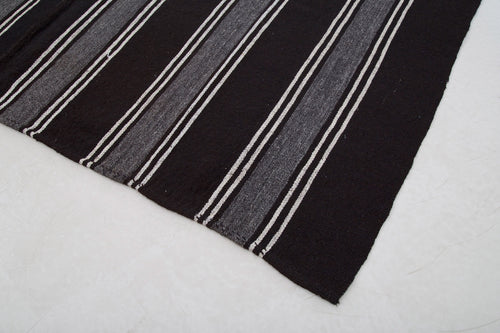 Striped Kilim Kahverengi Çizgili Keçi Tüyü El Dokuma Halısı 224x325 Agacan