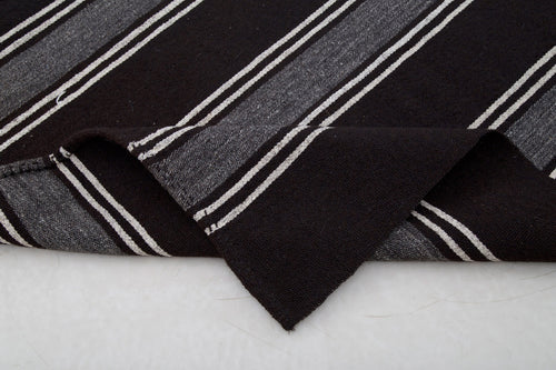 Striped Kilim Kahverengi Çizgili Keçi Tüyü El Dokuma Halısı 224x325 Agacan