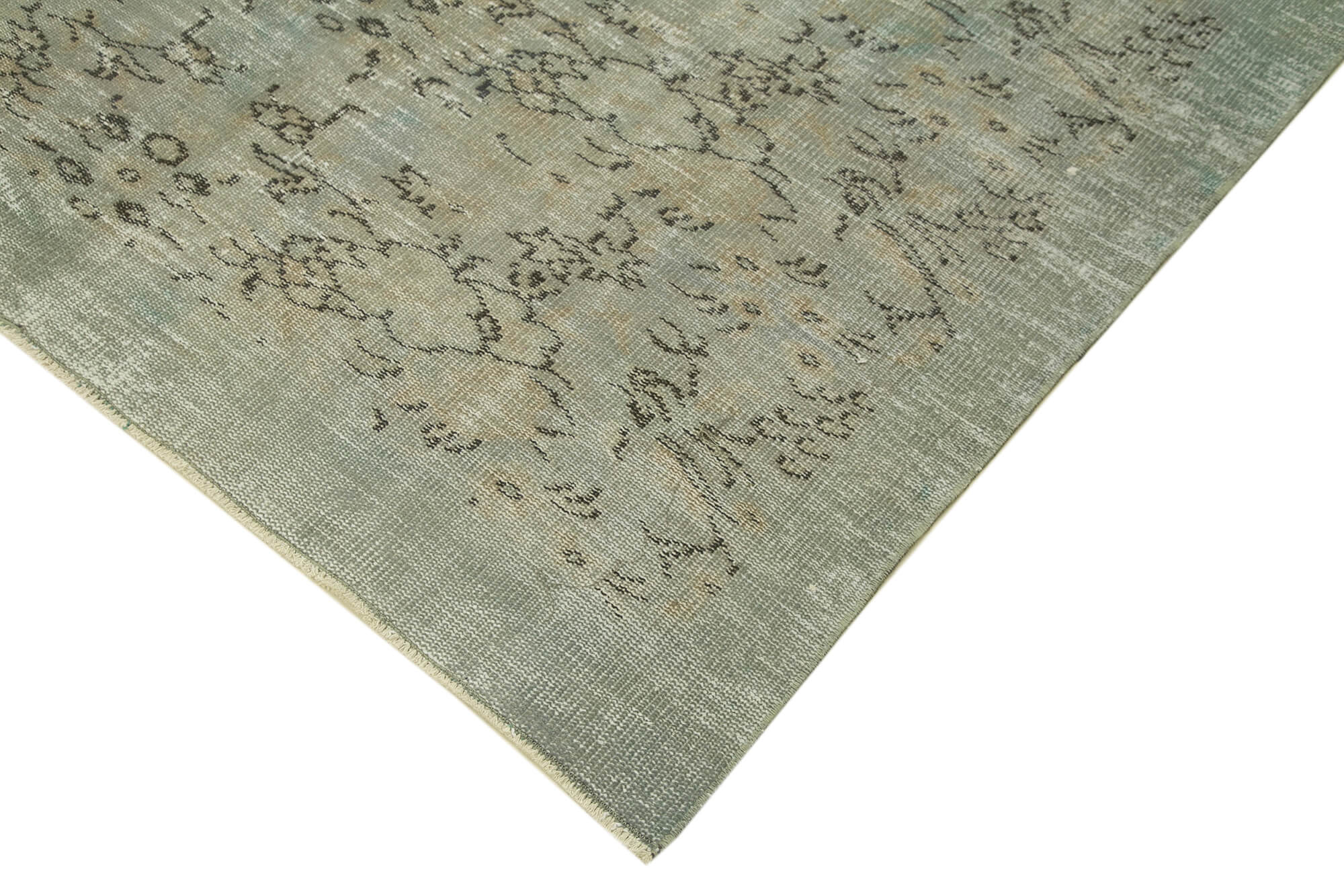 Overdyed Vintage Gri Eskitme Pamuk Yün El Dokuma Halısı 174x277 Agacan