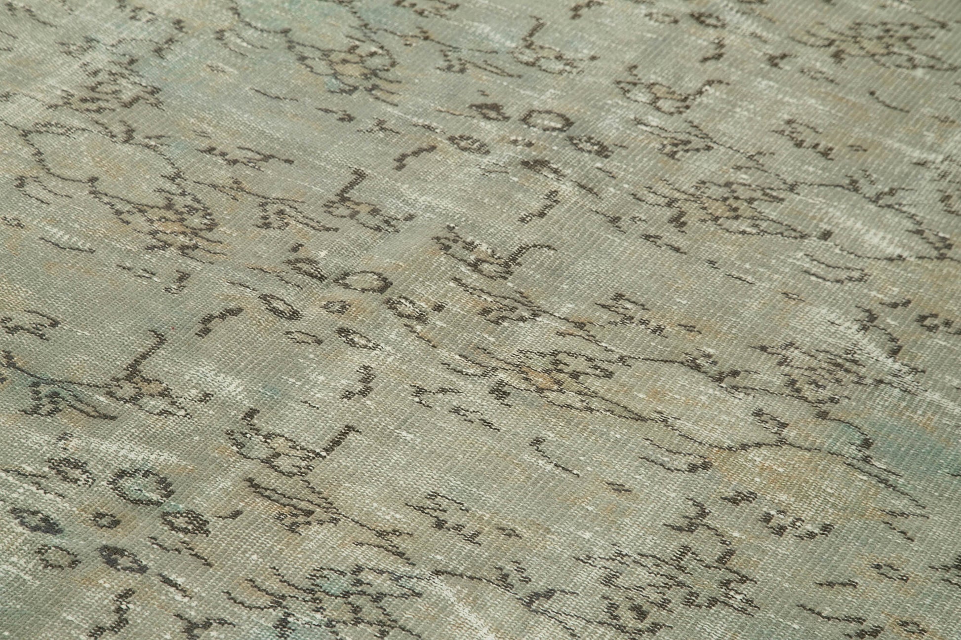 Overdyed Vintage Gri Eskitme Pamuk Yün El Dokuma Halısı 174x277 Agacan