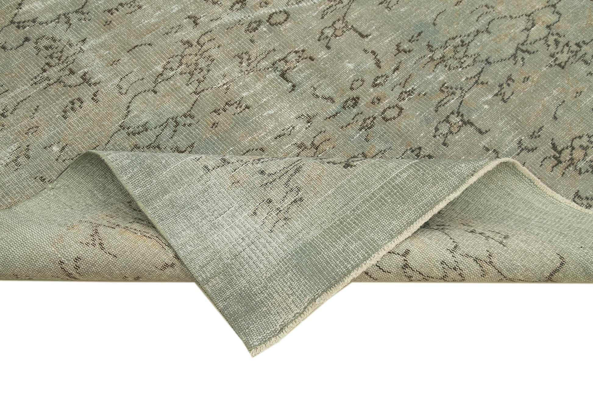 Overdyed Vintage Gri Eskitme Pamuk Yün El Dokuma Halısı 174x277 Agacan