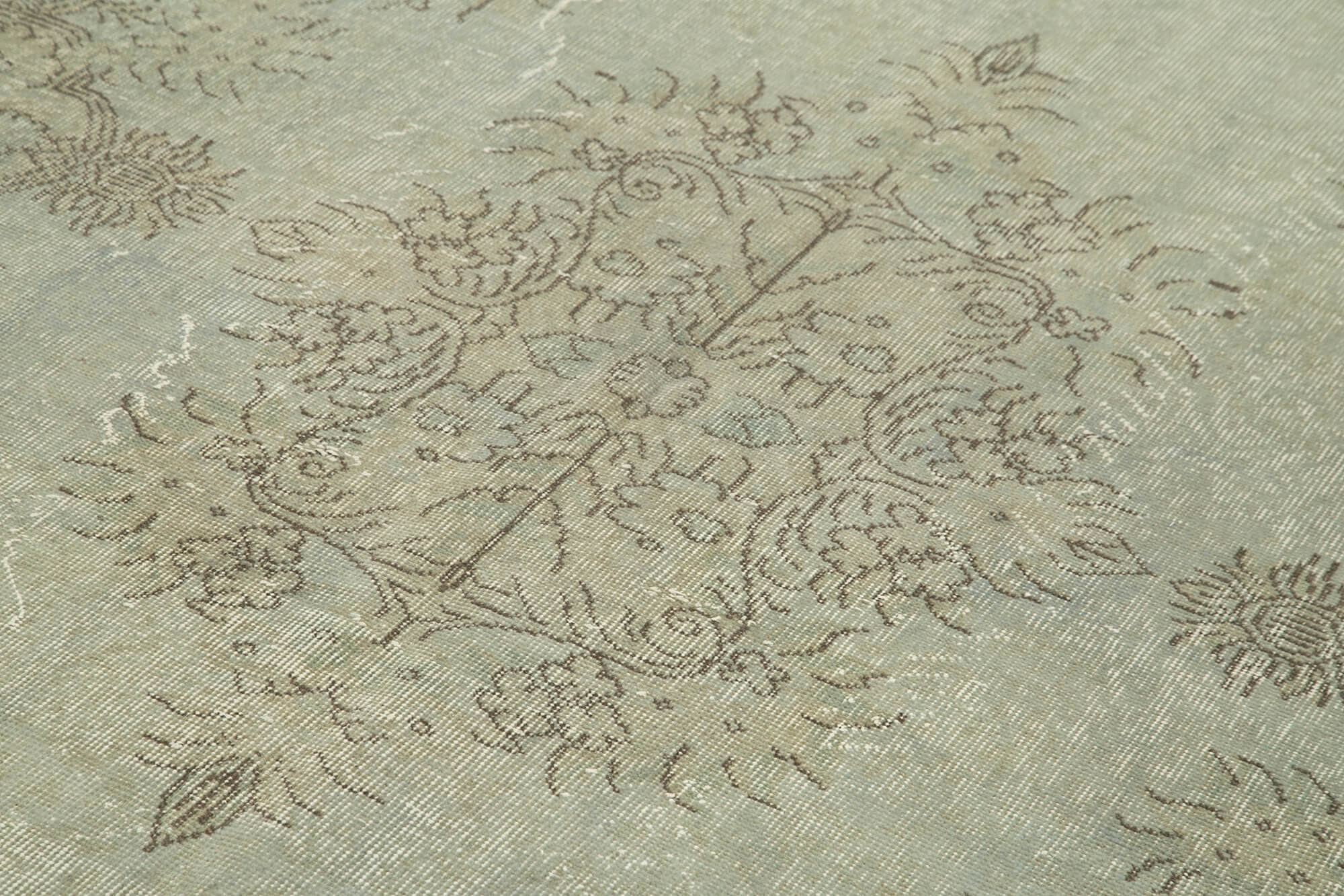 Overdyed Vintage Gri Eskitme Pamuk Yün El Dokuma Halısı 178x295 Agacan