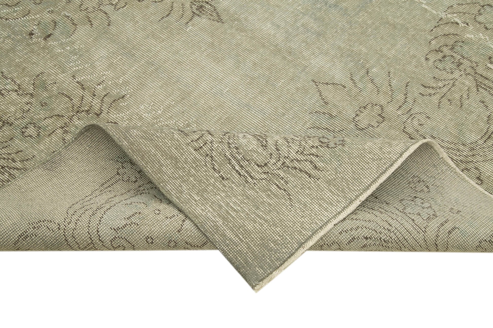 Overdyed Vintage Gri Eskitme Pamuk Yün El Dokuma Halısı 178x295 Agacan