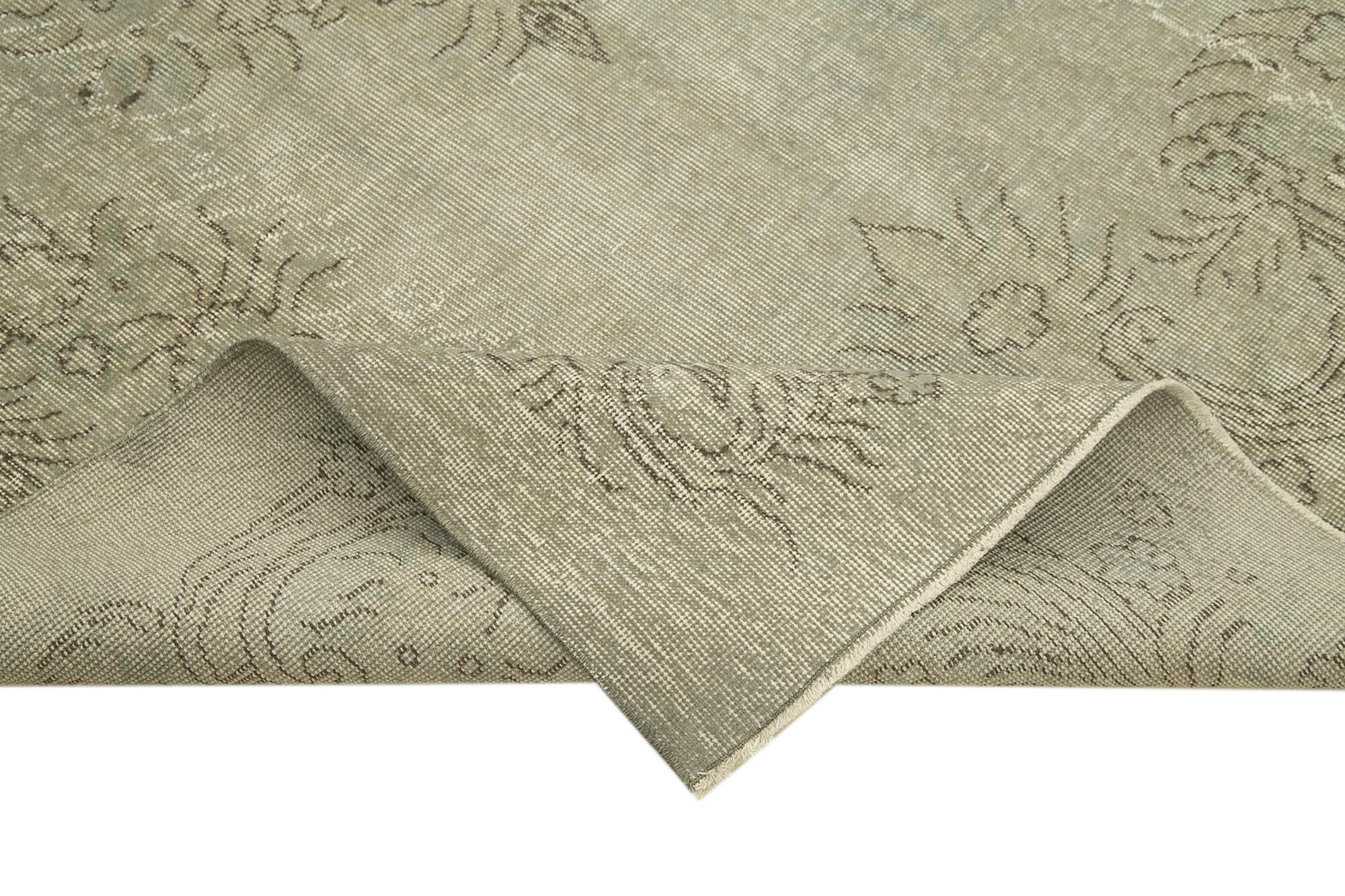 Overdyed Vintage Gri Eskitme Pamuk Yün El Dokuma Halısı 178x295 Agacan