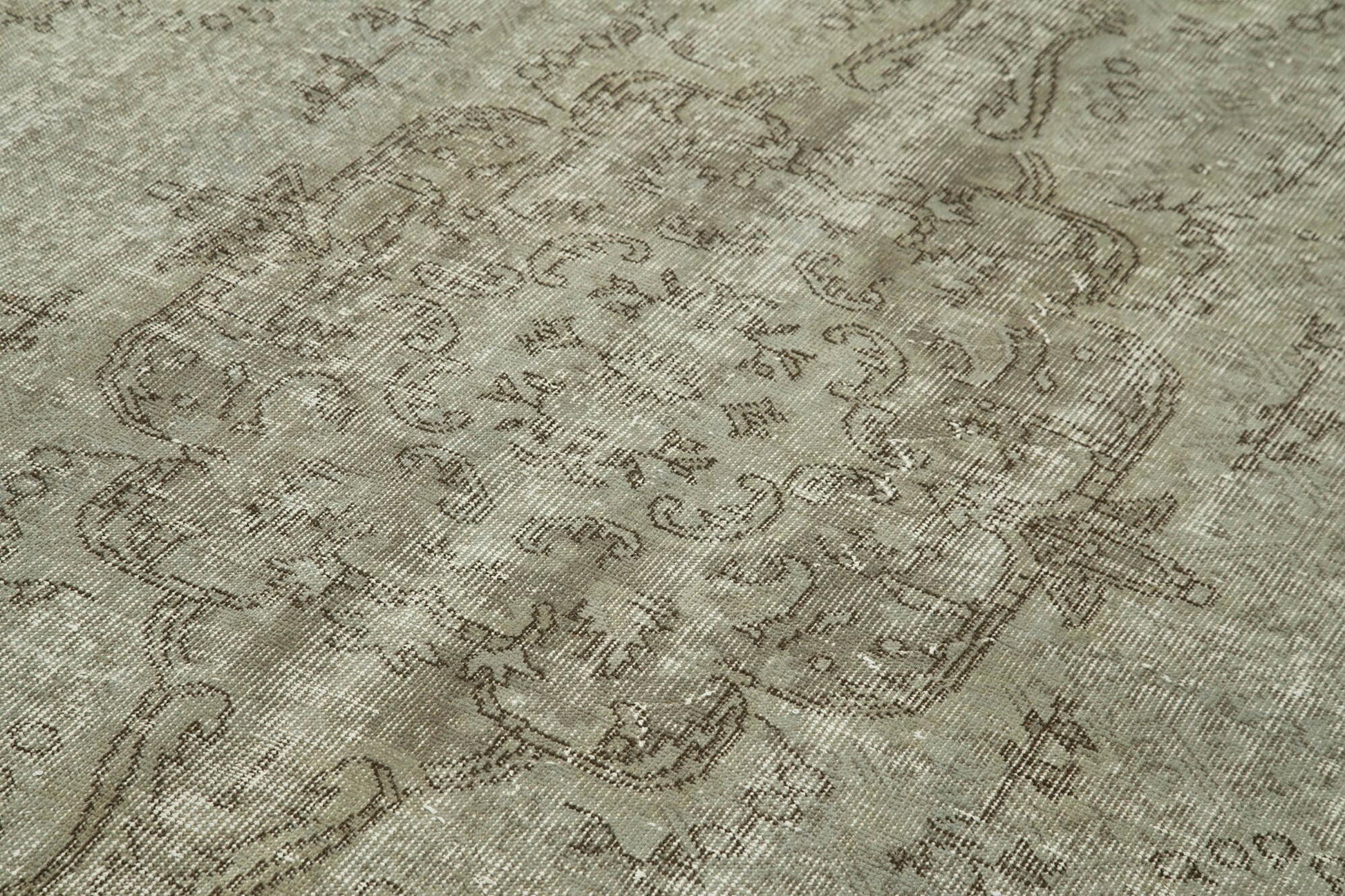 Overdyed Vintage Gri Eskitme Pamuk Yün El Dokuma Halısı 170x280 Agacan