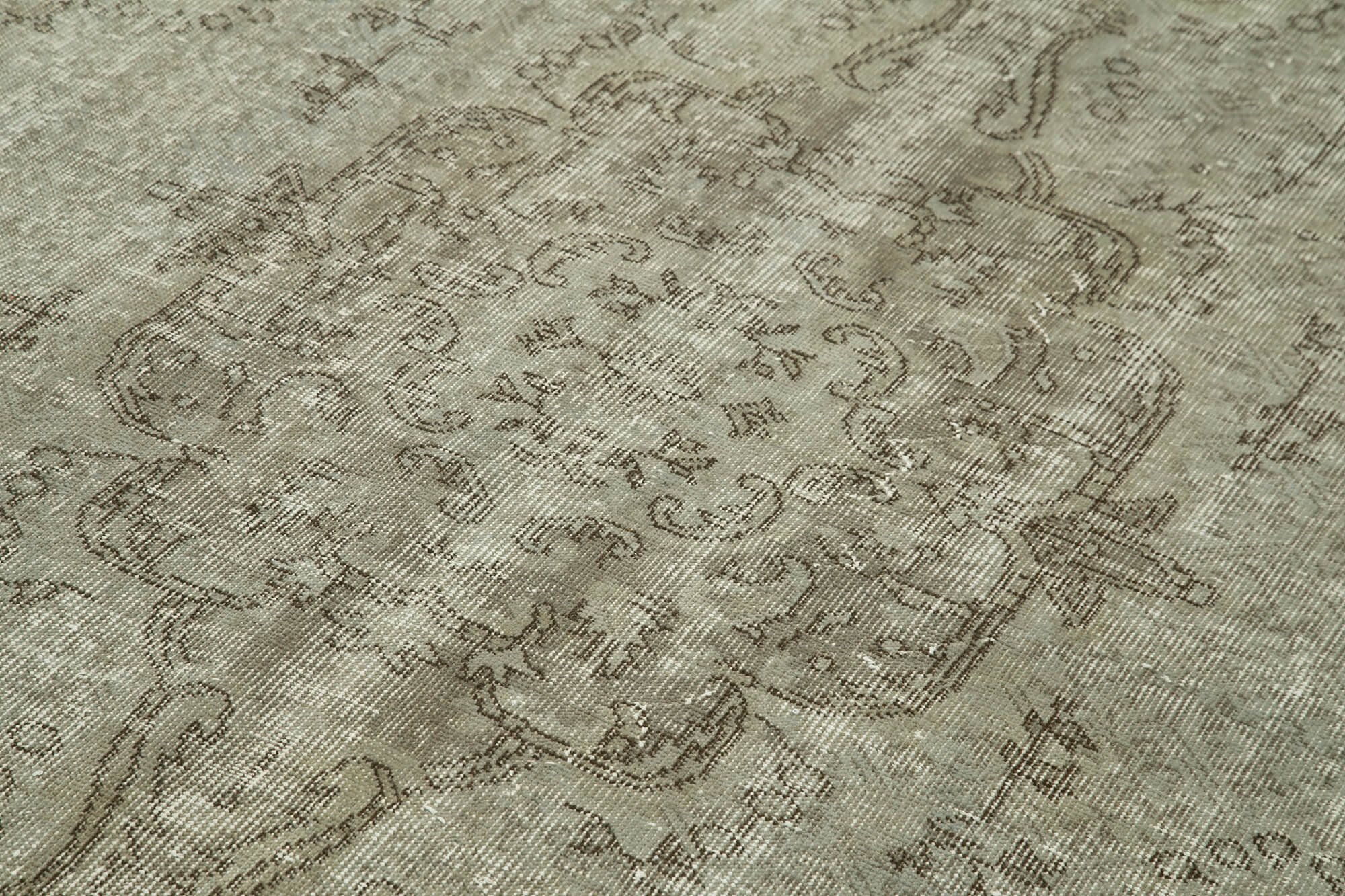 Overdyed Vintage Gri Eskitme Pamuk Yün El Dokuma Halısı 170x280 Agacan