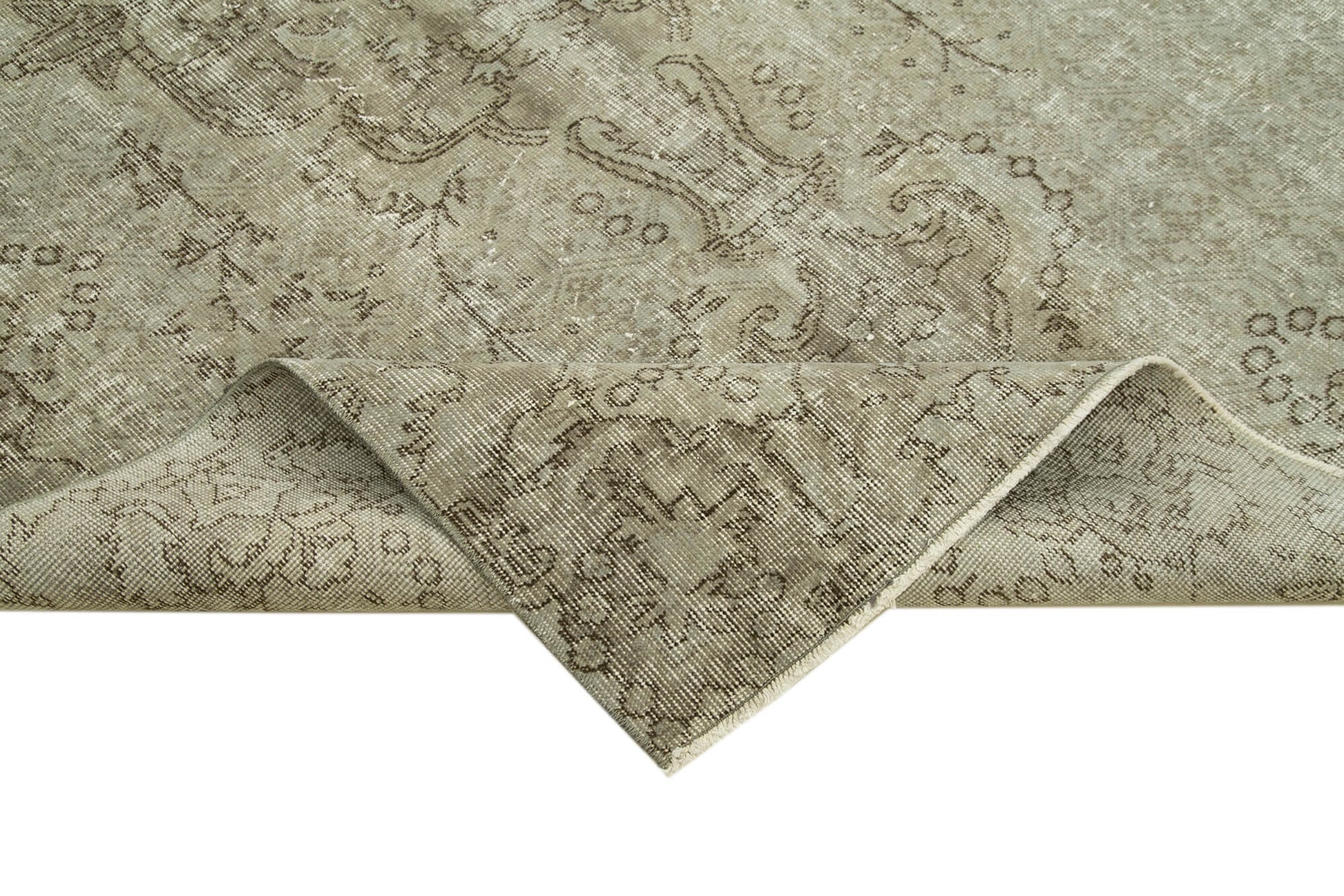 Overdyed Vintage Gri Eskitme Pamuk Yün El Dokuma Halısı 170x280 Agacan