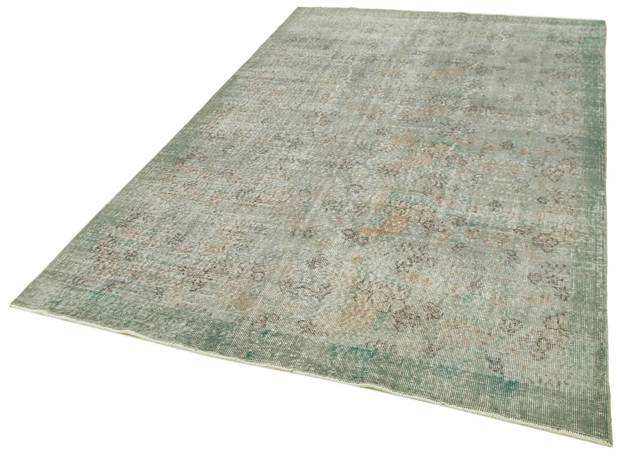 Overdyed Vintage Mavi Eskitme Pamuk Yün El Dokuma Halısı 170x266 Agacan