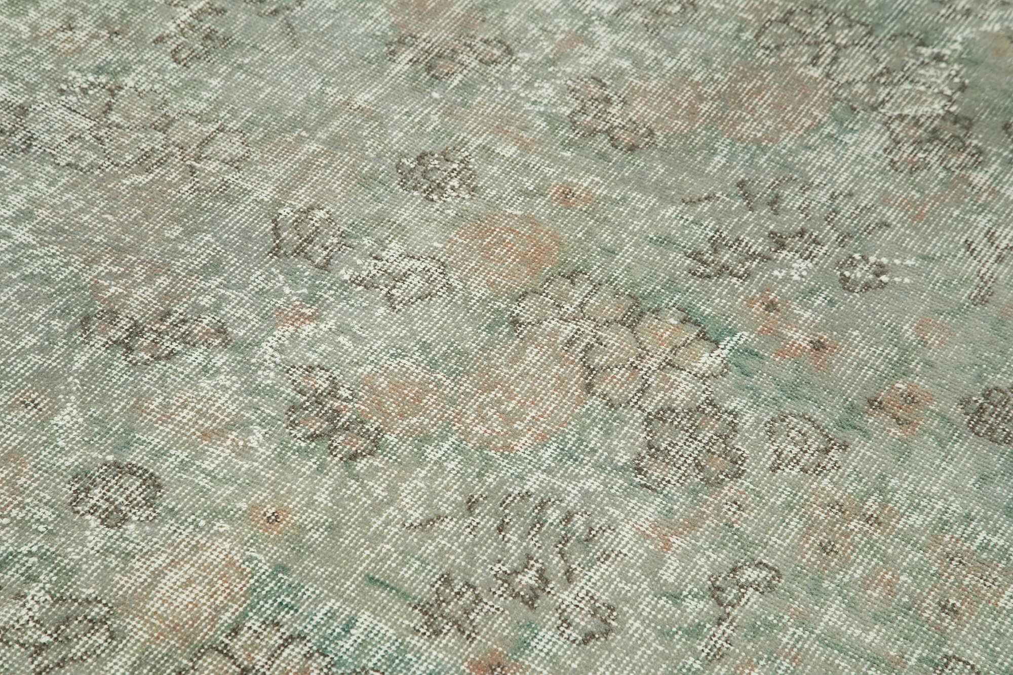 Overdyed Vintage Mavi Eskitme Pamuk Yün El Dokuma Halısı 170x266 Agacan