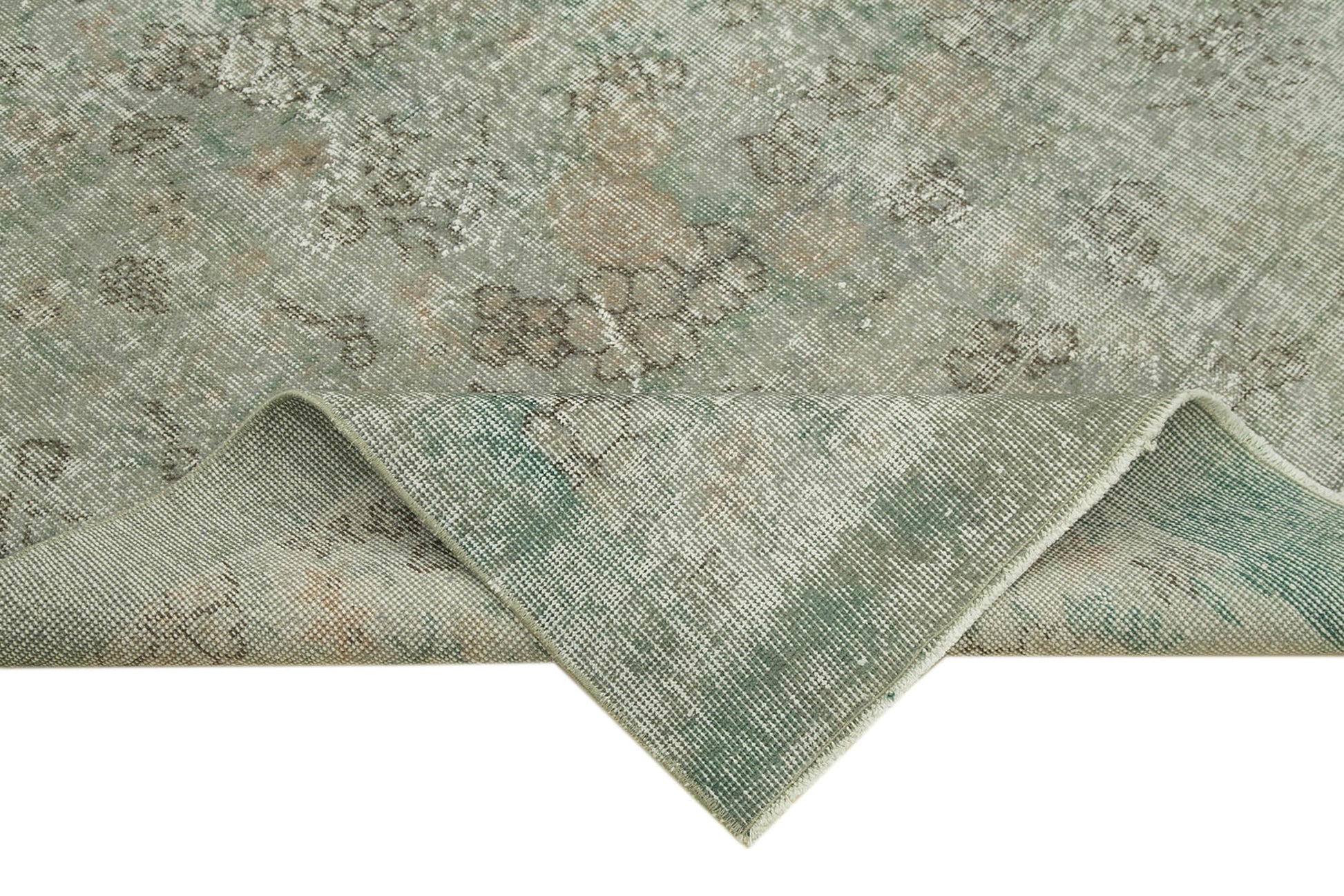 Overdyed Vintage Mavi Eskitme Pamuk Yün El Dokuma Halısı 170x266 Agacan