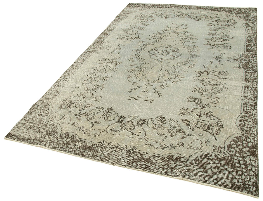 Overdyed Vintage Gri Eskitme Pamuk Yün El Dokuma Halısı 167x284 Agacan