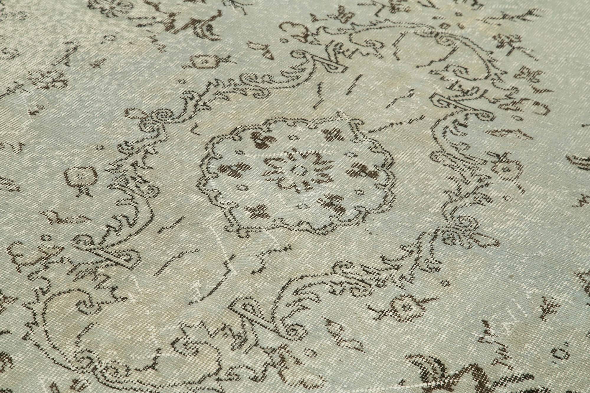 Overdyed Vintage Gri Eskitme Pamuk Yün El Dokuma Halısı 167x284 Agacan