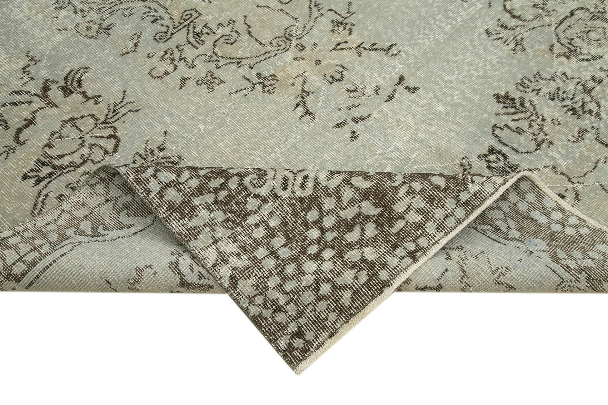 Overdyed Vintage Gri Eskitme Pamuk Yün El Dokuma Halısı 167x284 Agacan