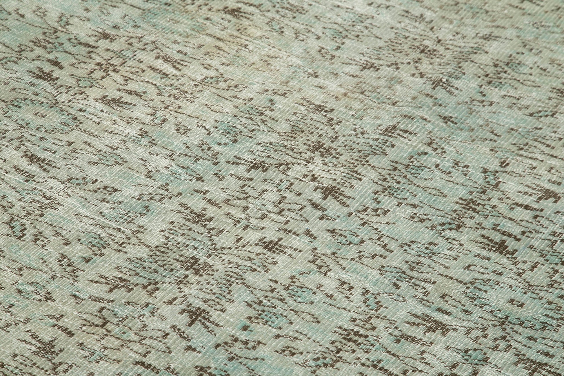 Overdyed Vintage Mavi Eskitme Pamuk Yün El Dokuma Halısı 177x266 Agacan