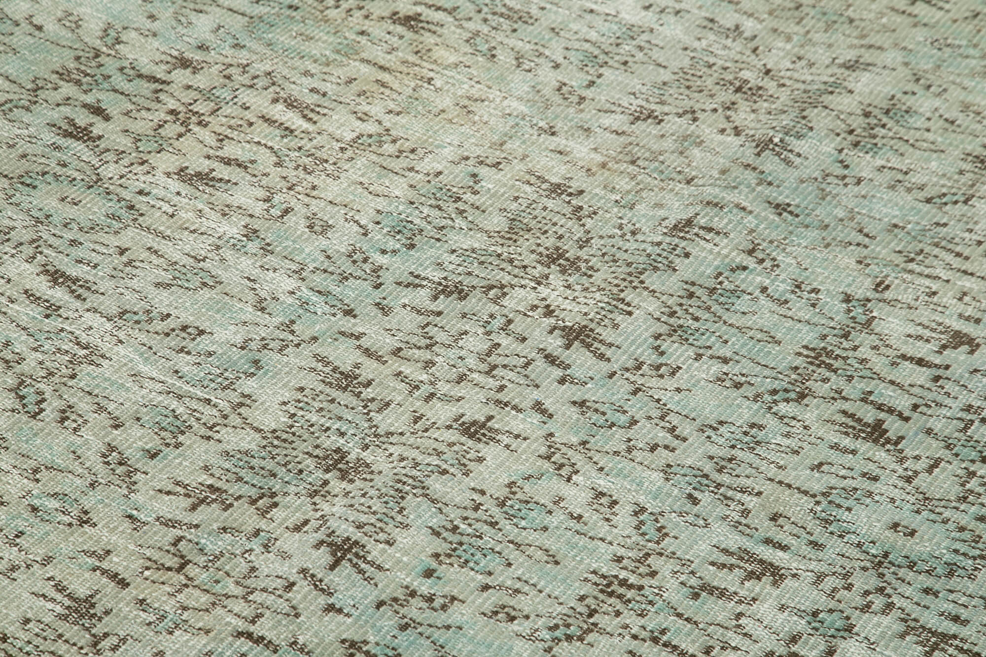 Overdyed Vintage Mavi Eskitme Pamuk Yün El Dokuma Halısı 177x266 Agacan