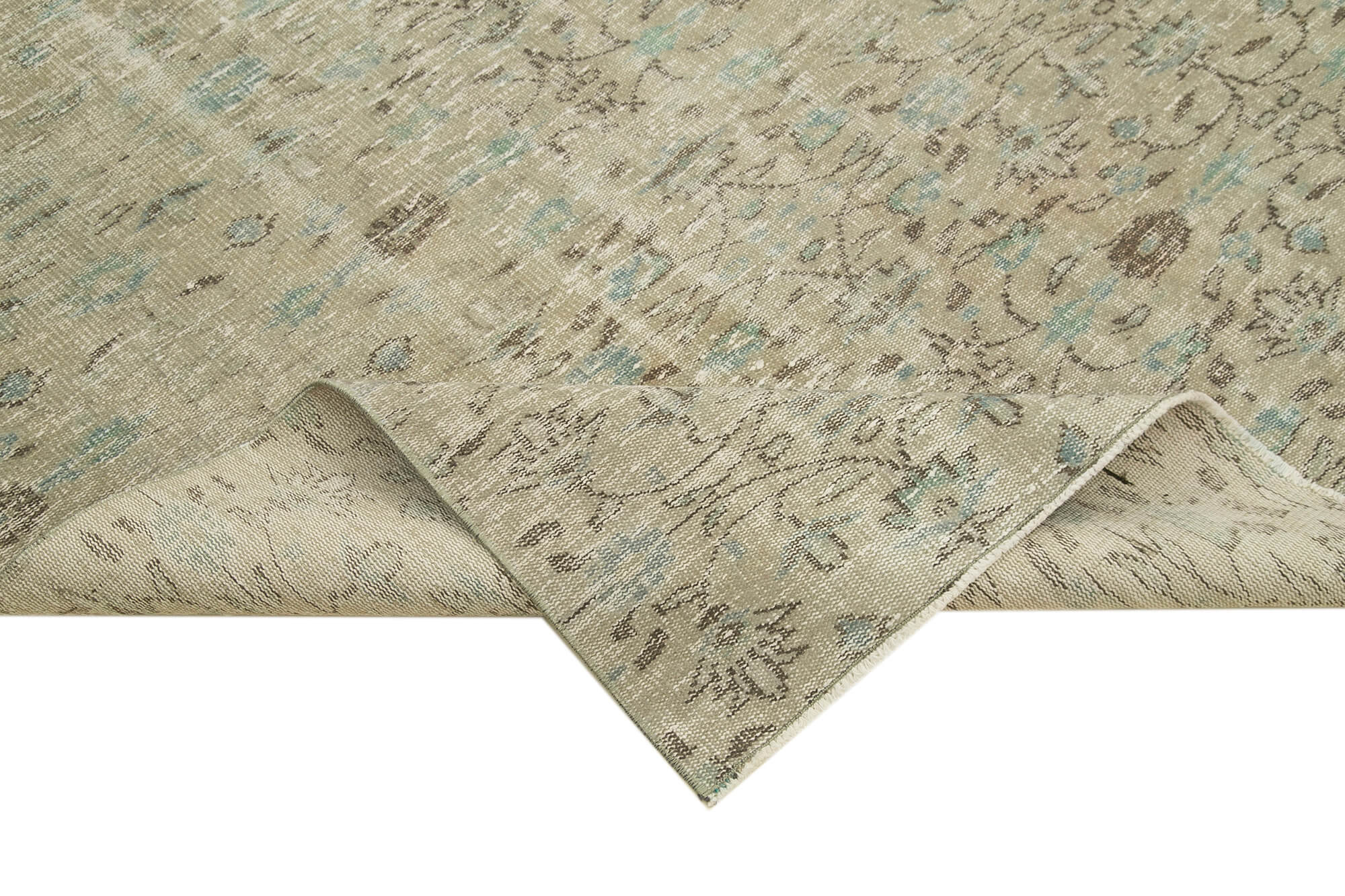 Overdyed Vintage Gri Eskitme Pamuk Yün El Dokuma Halısı 155x257 Agacan