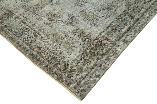 Overdyed Vintage Gri Eskitme Pamuk Yün El Dokuma Halısı 166x271 Agacan