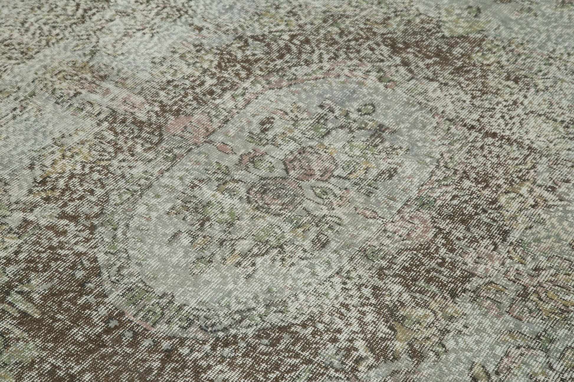 Overdyed Vintage Gri Eskitme Pamuk Yün El Dokuma Halısı 166x271 Agacan