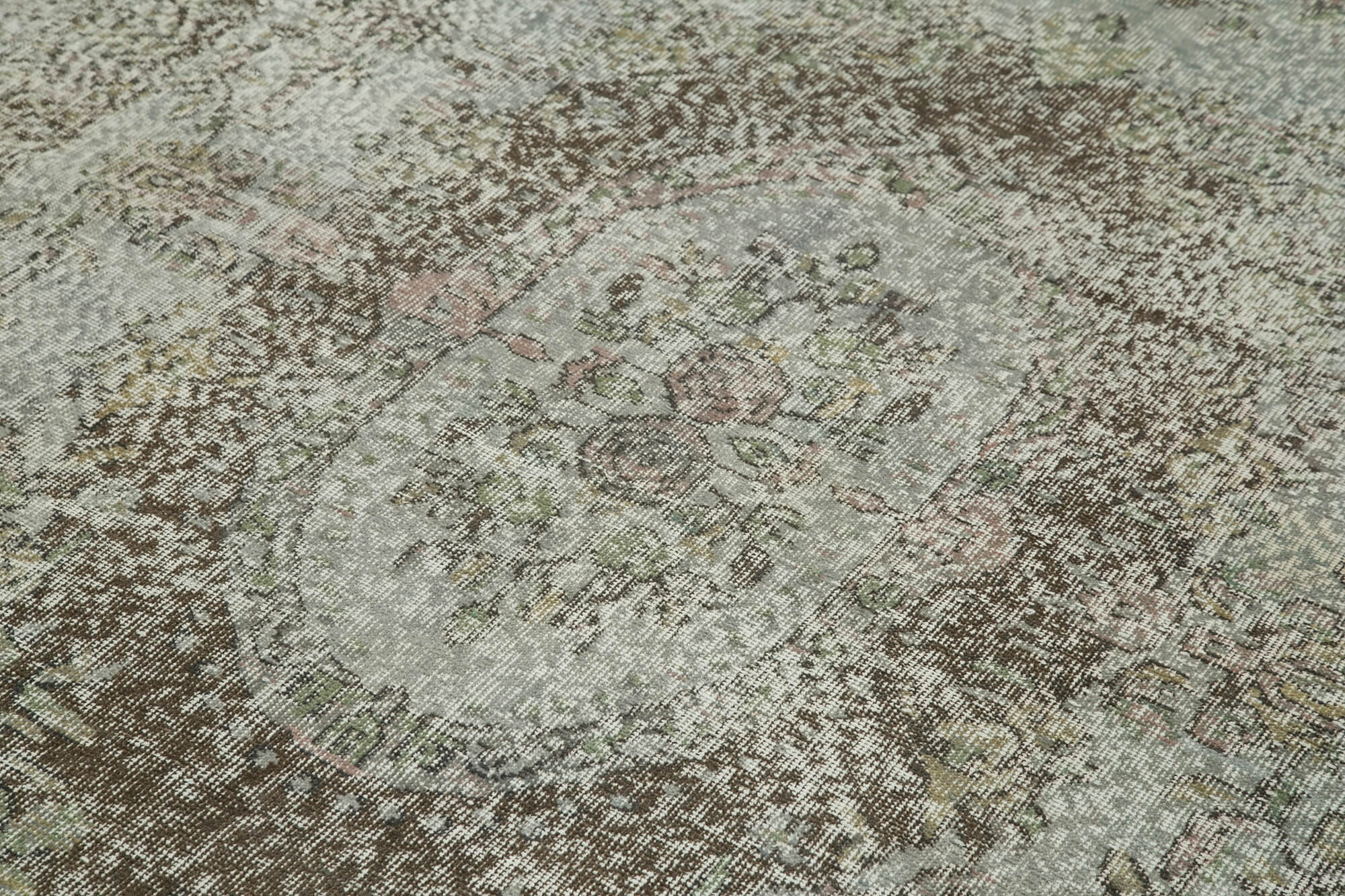 Overdyed Vintage Gri Eskitme Pamuk Yün El Dokuma Halısı 166x271 Agacan