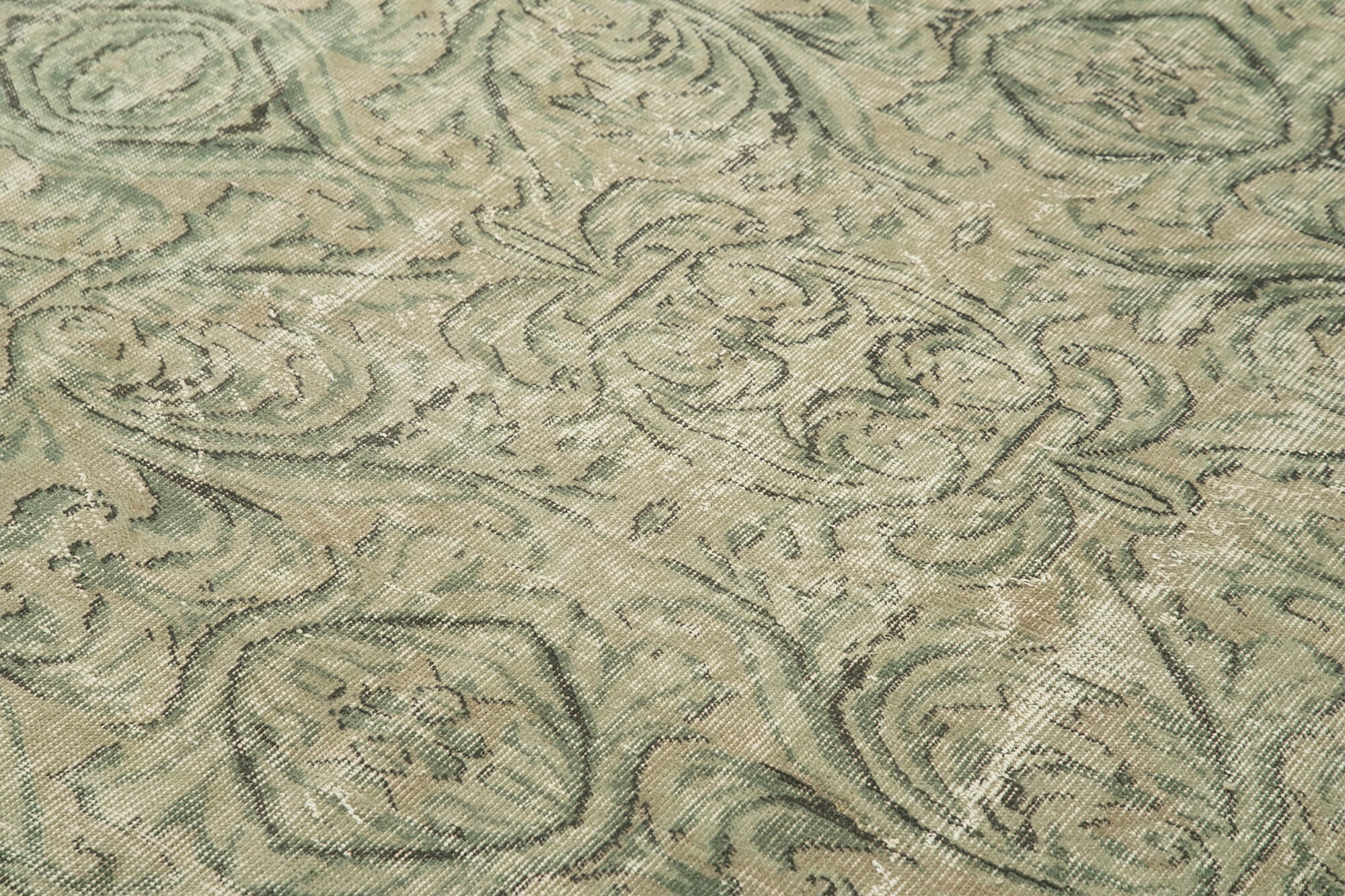 Overdyed Vintage Bej Eskitme Pamuk Yün El Dokuma Halısı 173x267 Agacan