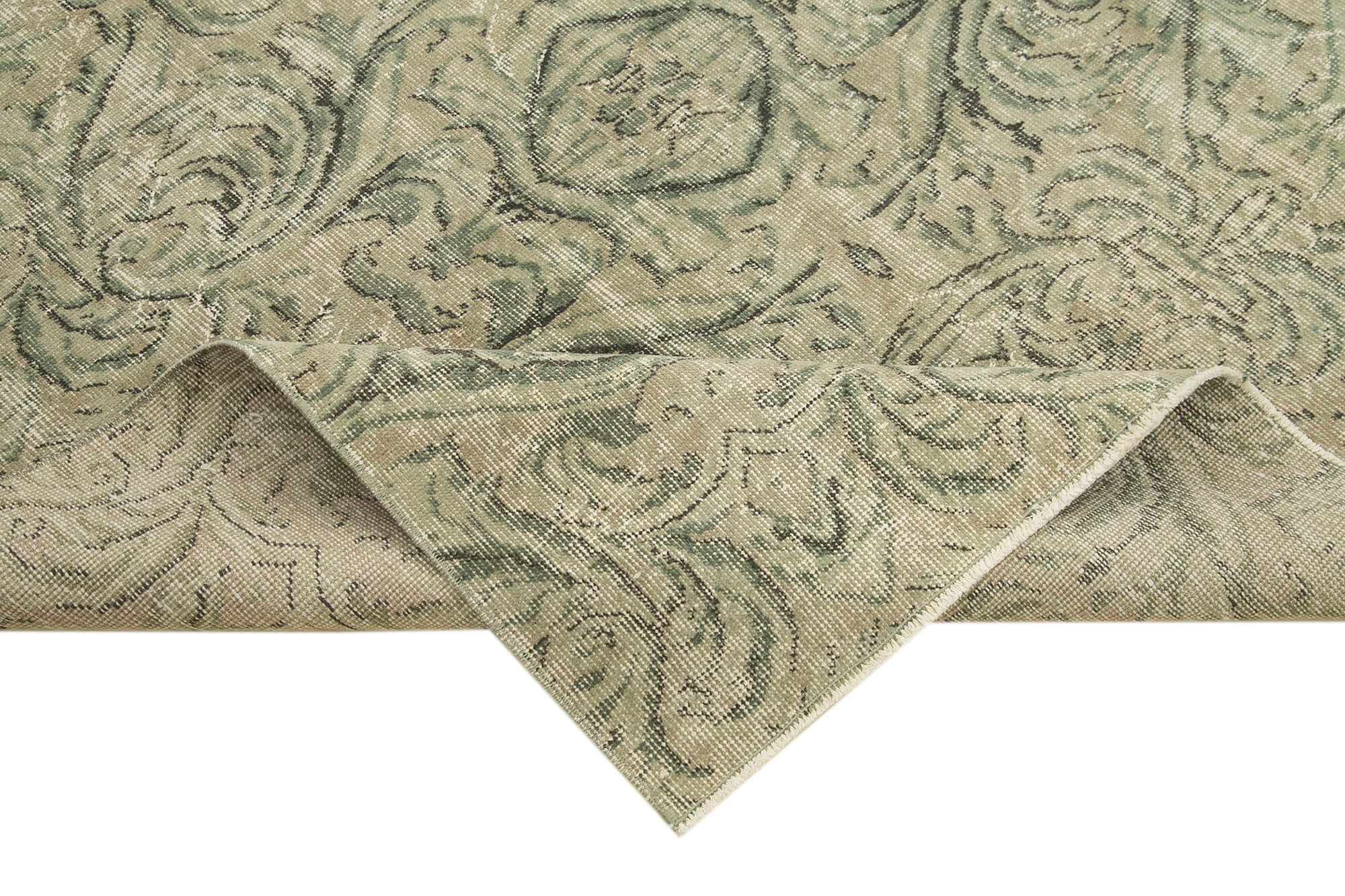 Overdyed Vintage Bej Eskitme Pamuk Yün El Dokuma Halısı 173x267 Agacan