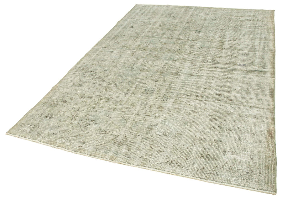 Overdyed Vintage Gri Eskitme Pamuk Yün El Dokuma Halısı 180x265 Agacan