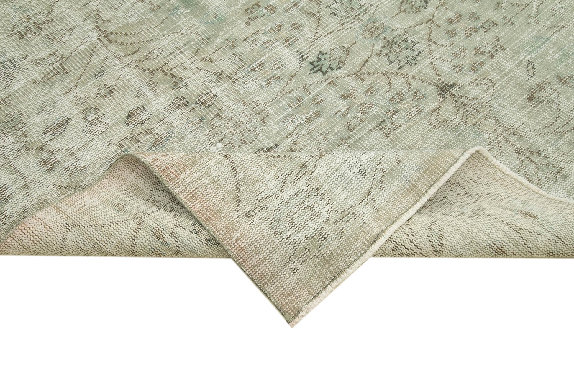 Overdyed Vintage Gri Eskitme Pamuk Yün El Dokuma Halısı 180x265 Agacan