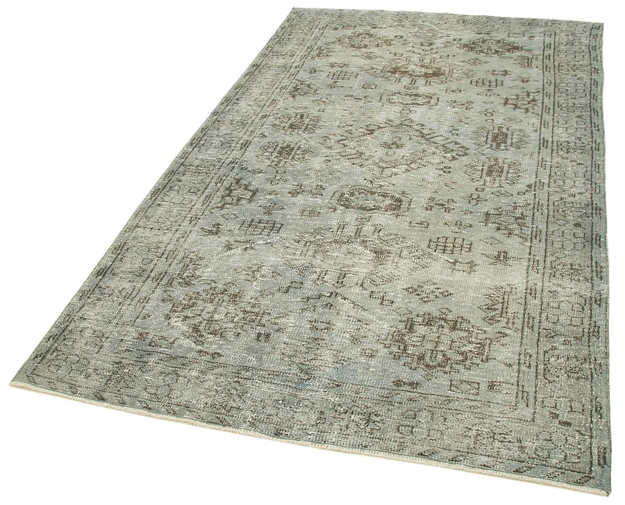 Overdyed Vintage Gri Eskitme Pamuk Yün El Dokuma Halısı 144x262 Agacan