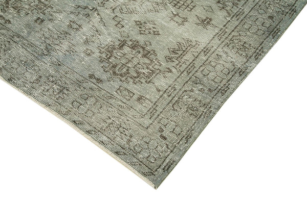Overdyed Vintage Gri Eskitme Pamuk Yün El Dokuma Halısı 144x262 Agacan