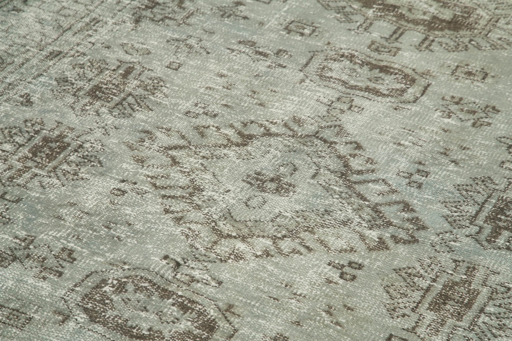 Overdyed Vintage Gri Eskitme Pamuk Yün El Dokuma Halısı 144x262 Agacan