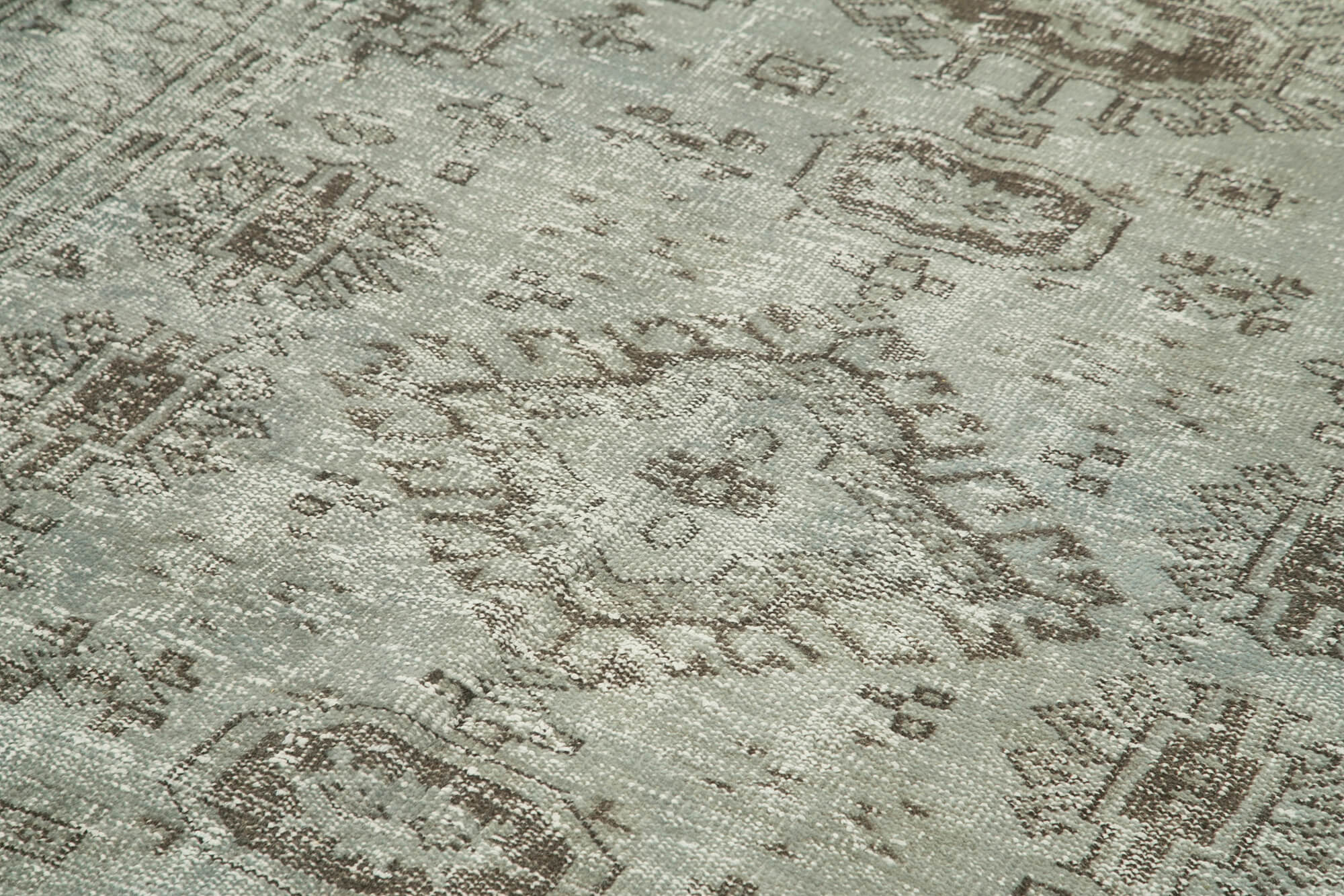 Overdyed Vintage Gri Eskitme Pamuk Yün El Dokuma Halısı 144x262 Agacan