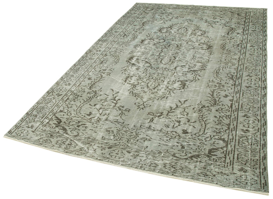 Overdyed Vintage Gri Eskitme Pamuk Yün El Dokuma Halısı 173x282 Agacan