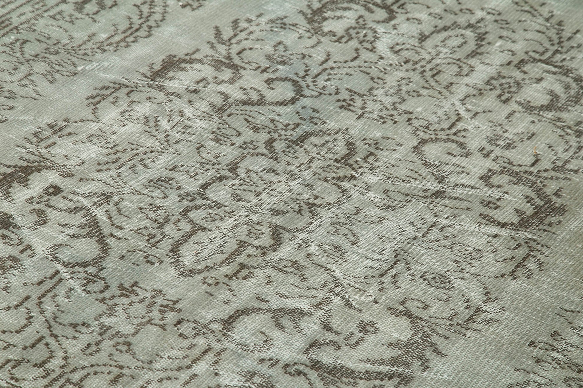 Overdyed Vintage Gri Eskitme Pamuk Yün El Dokuma Halısı 173x282 Agacan