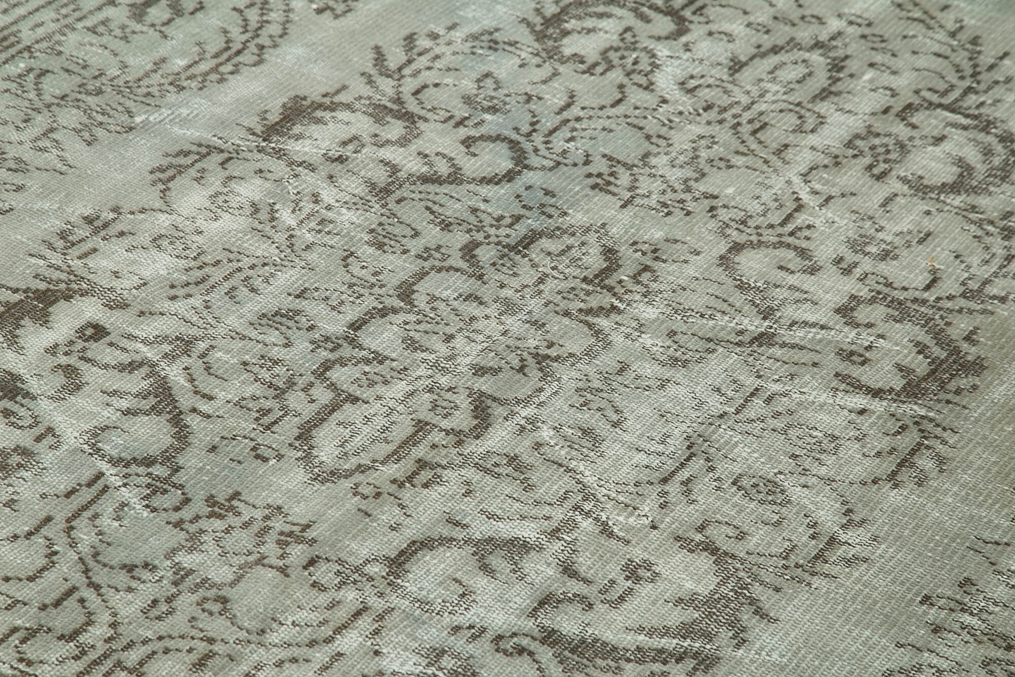 Overdyed Vintage Gri Eskitme Pamuk Yün El Dokuma Halısı 173x282 Agacan