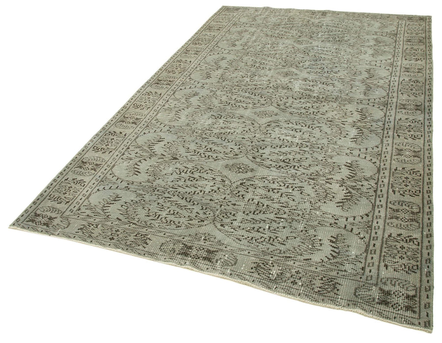 Overdyed Vintage Gri Eskitme Pamuk Yün El Dokuma Halısı 173x288 Agacan