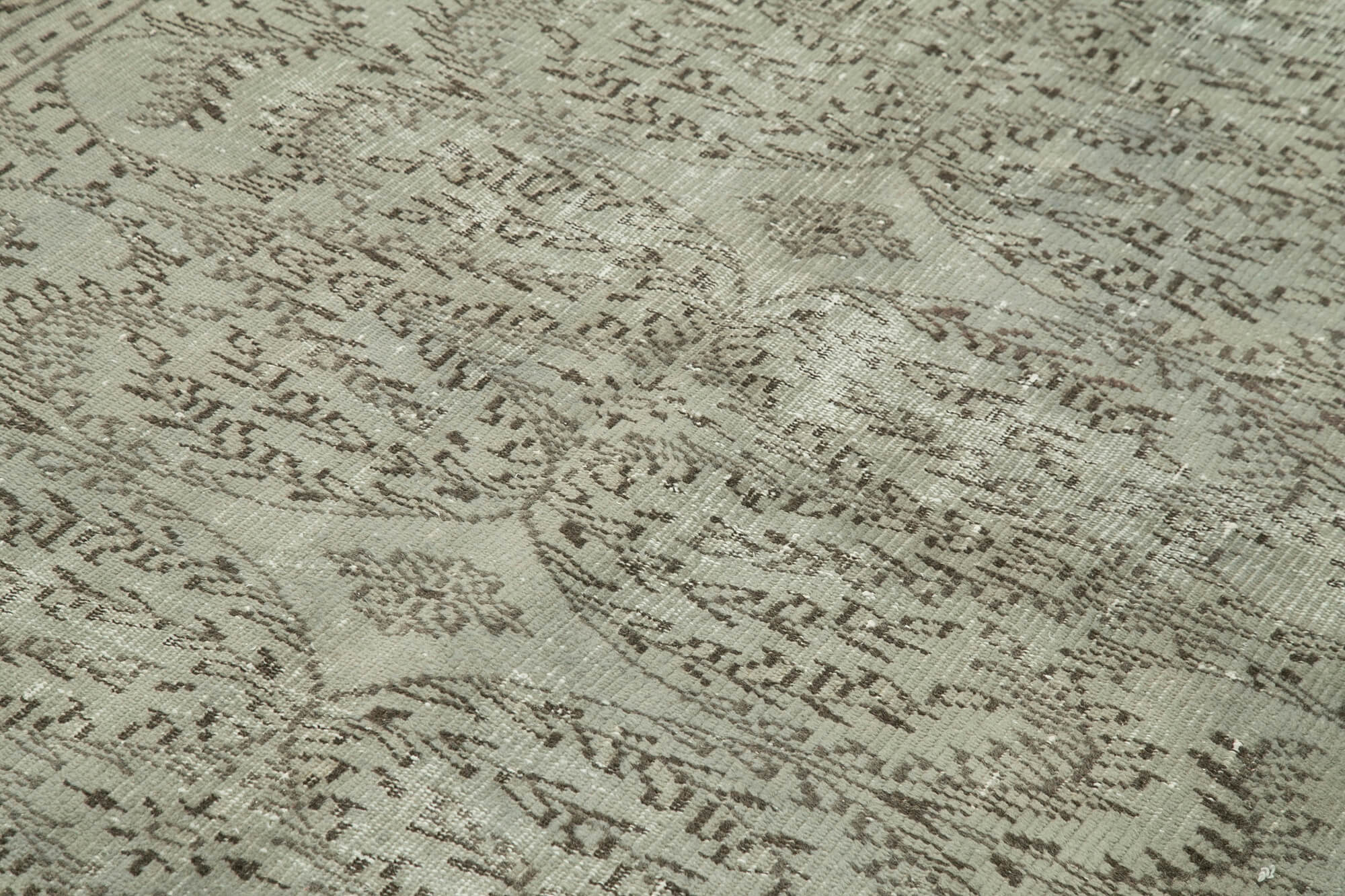 Overdyed Vintage Gri Eskitme Pamuk Yün El Dokuma Halısı 173x288 Agacan