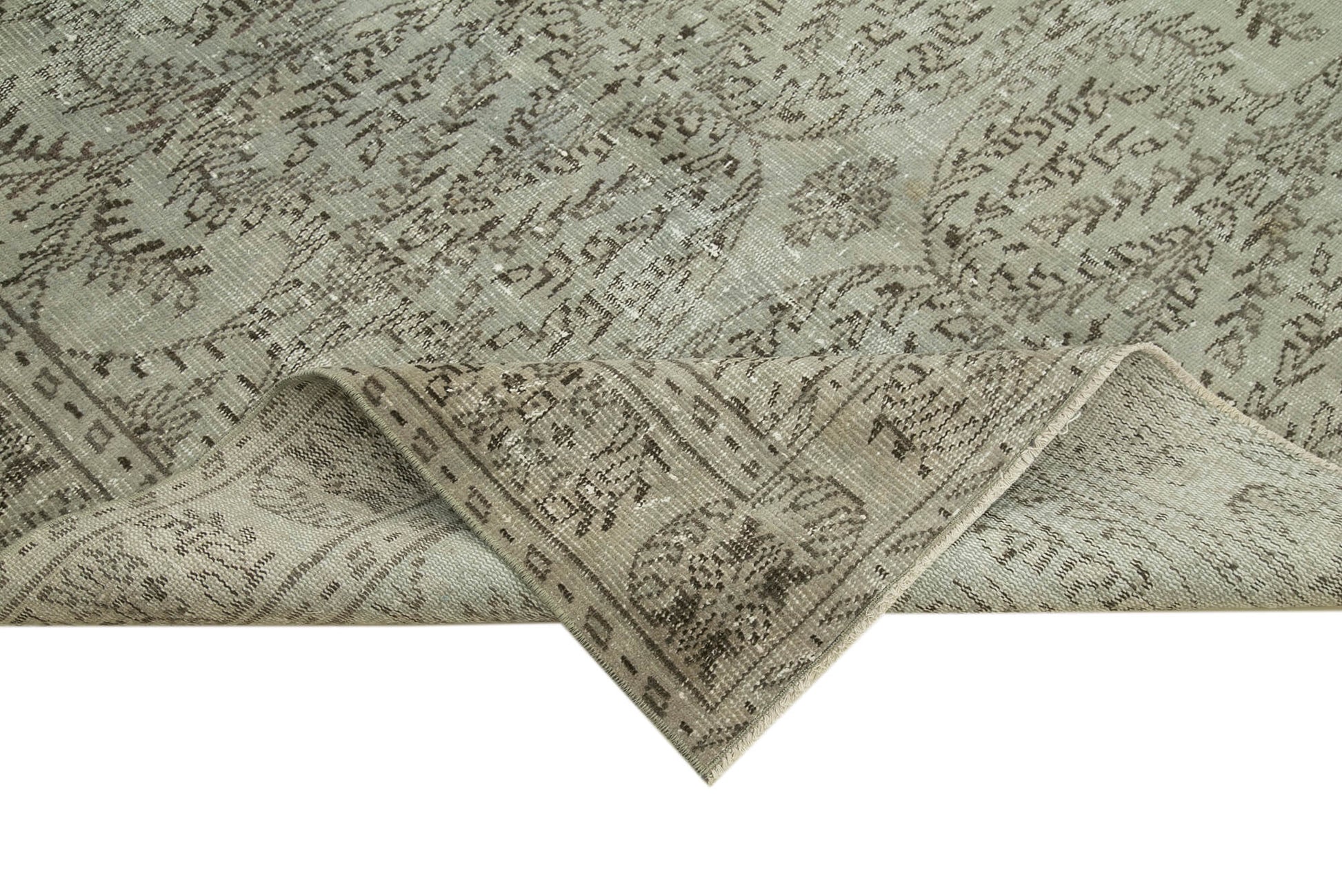 Overdyed Vintage Gri Eskitme Pamuk Yün El Dokuma Halısı 173x288 Agacan