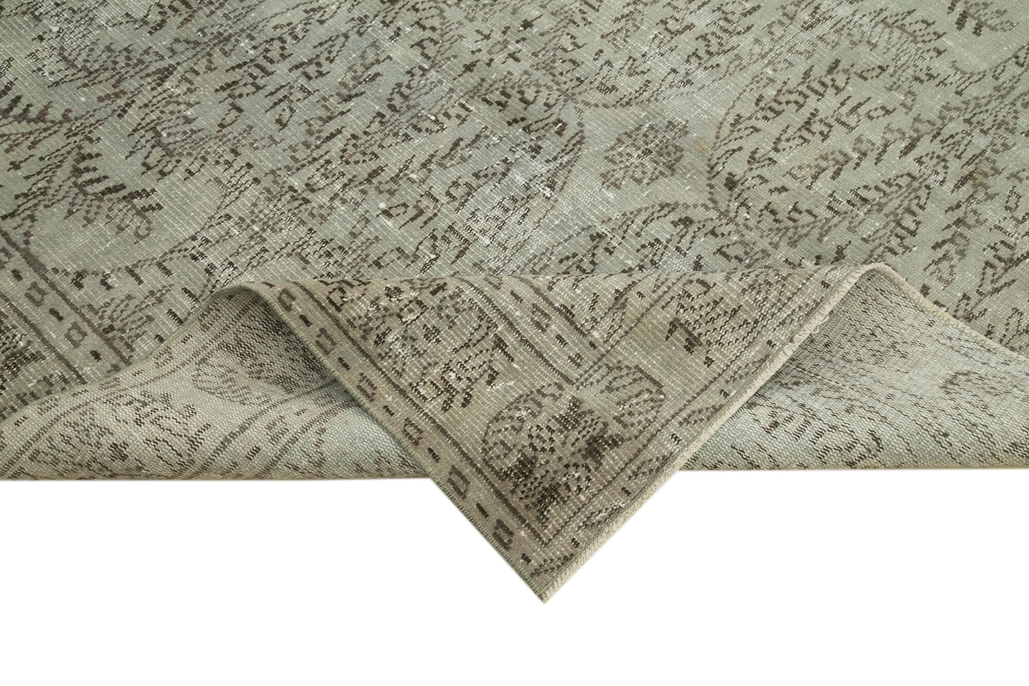 Overdyed Vintage Gri Eskitme Pamuk Yün El Dokuma Halısı 173x288 Agacan