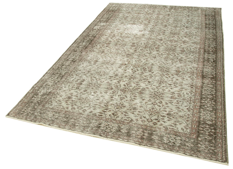 Overdyed Vintage Gri Eskitme Pamuk Yün El Dokuma Halısı 167x265 Agacan